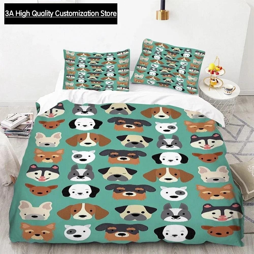 3D Print Cute Cartoon Dogs Animal Duvet Cover Bedding Set Comforter Pillowcases Quilt Cover Home Decor Single Double Twin Queen