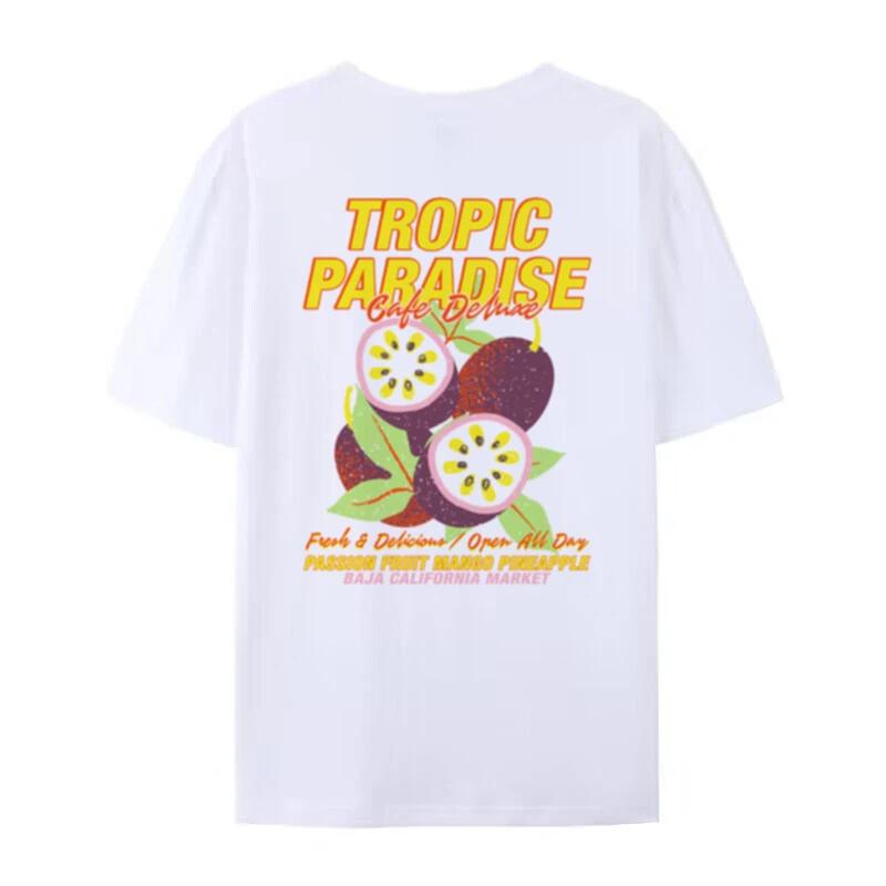 

Women Loose Back Print Tropical Fruit T Shirt Cute Aesthetic Passion Fruit TShirts Retro Beach Tshirt Nostalgia Vacation Tops S