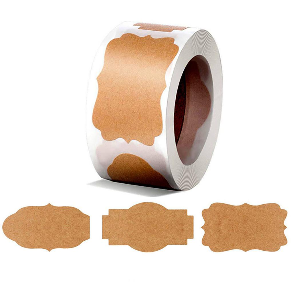300pcs/roll Kraft Paper Stickers Blank Labels Handmade Gifts Tags Decoration Paper Spice Jar Label DIY Envelope Sealing Sticker