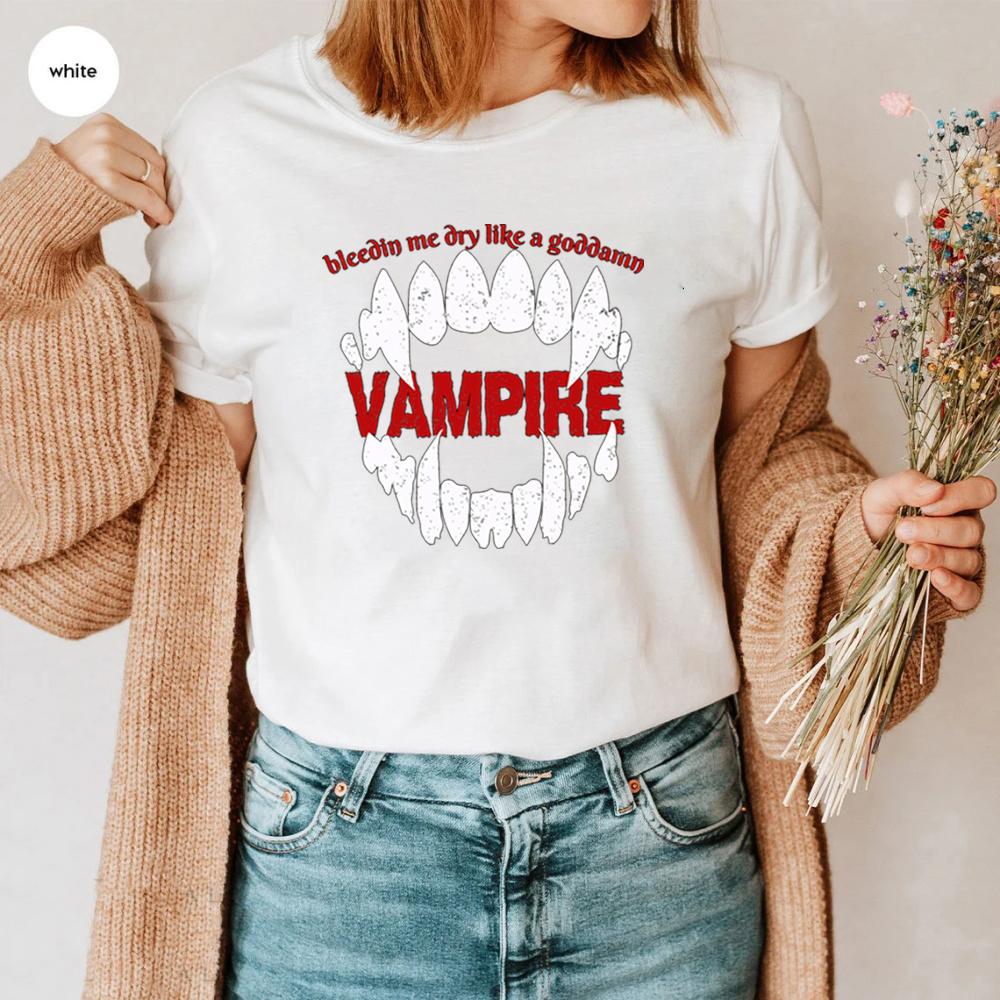 ZX TEE Like A Goddamn Vampire T-Sirt Unisex Gift For Olivia Fan Rodrigo Halloween Horror Short Sleeve Shirt Vintage Graphic Top