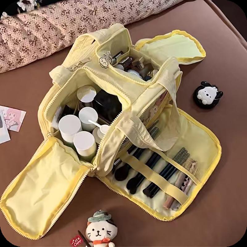 Borsa Trucco Grande Capacità Doppia Apertura Borsa Portaoggetti Varie da Viaggio da Donna Organizer Portatile Pochette per Cosmetici Beauty Case