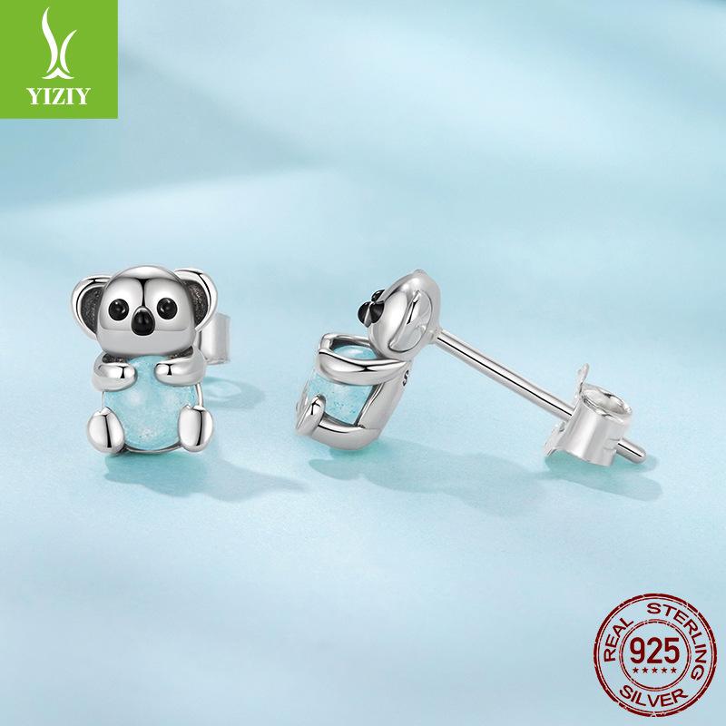 Smart And Exquisite Koala Stud Earrings, Niche Cute Animal S925 Sterling Silver Stud Earrings.