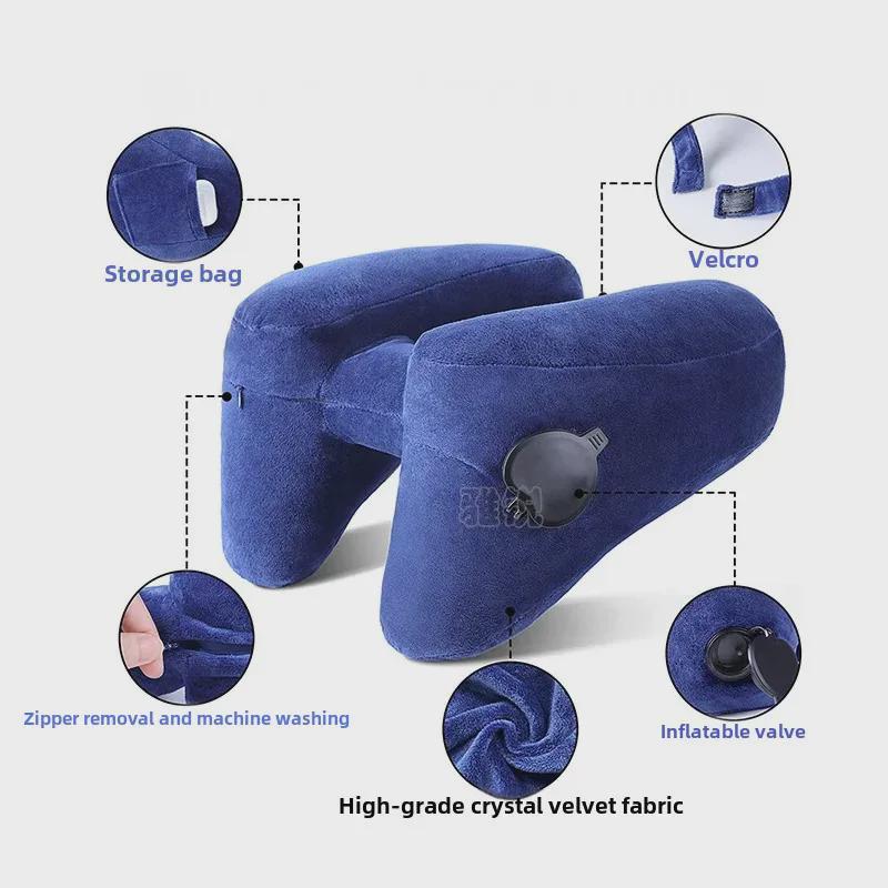 H-Shaped Inflatable Travel Neck Pillow - Portable for Airplane & Train Journeys