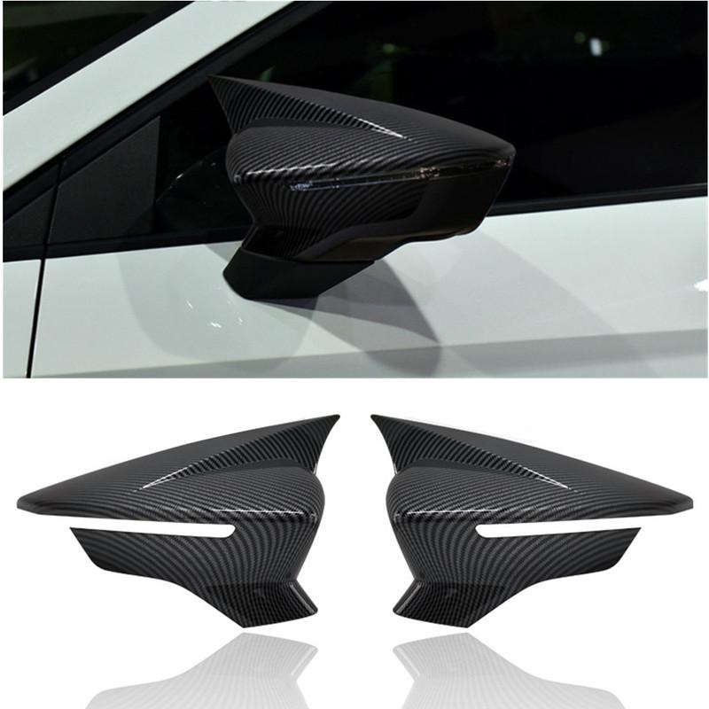 For SEAT LEON MK3 5F 2013- IBIZA MK5 2017- Car Rearview Side Mirror Cover Wing Cap Exterior Door Trim Adhesive Sticker