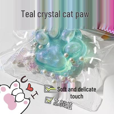 Large Crystal Clear Cat Paw Stress Relief Toy - Soft, Slow Rebound, Cute Squeeze Toy.