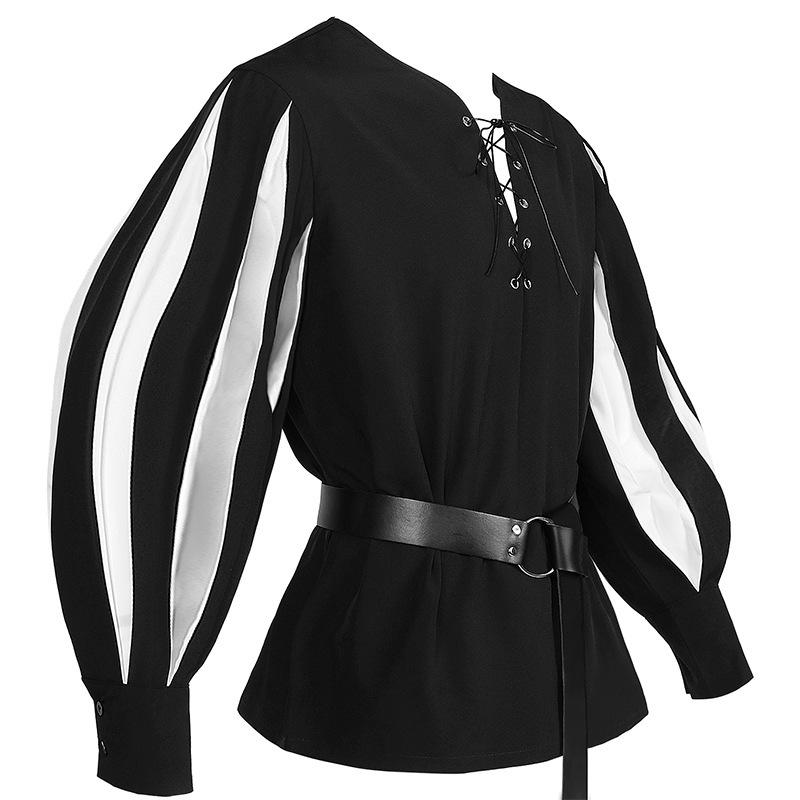 European & American Retro Medieval Costume Lace-up Shirt Cosplay Top