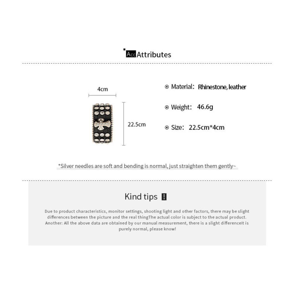 Hip-Hop Pu Leather Bracelet Adjustable Cross Bangle Shiny Rivet Cuff  Jewelry Accessories