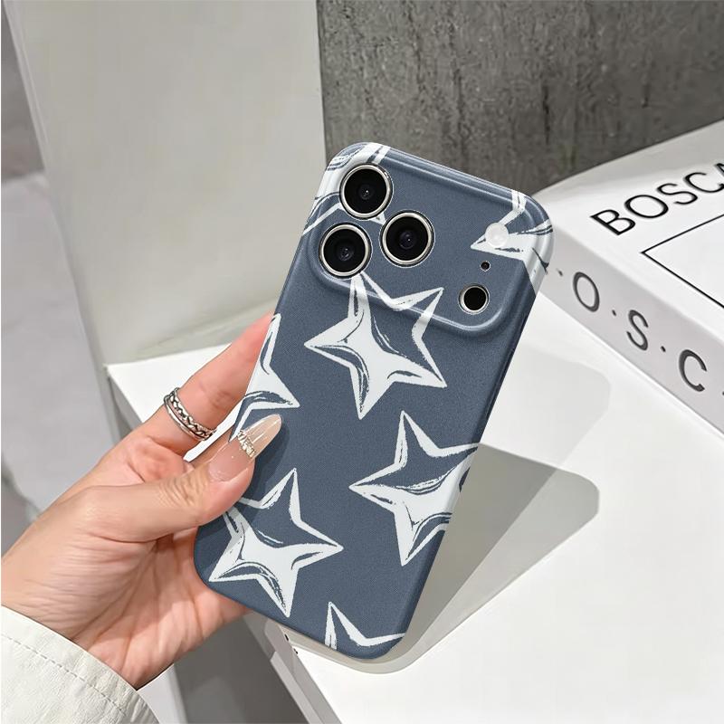 Sketchy Doodle Star Hand Drawn Gray Graphic Art Film Aesthetic Protective Shockproof Bumper Phone Case Cover For iPhone 14 15 16 Pro Max Plus