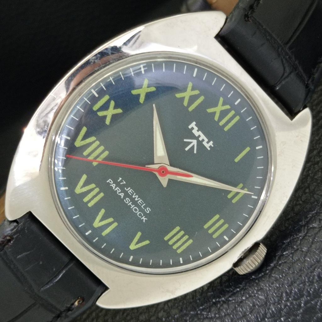 

VINTAGE HMT HAND-WINDING INDIAN MENS ROMAN FIGURE BLUE DIAL WATCH a702841-1 R211-a702841