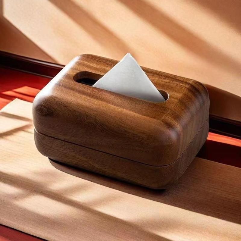 Vintage Style Wood Tissue Box Desktop Tissue Case Office Bedside Table Decoration Storage Box Kitchens Accessories