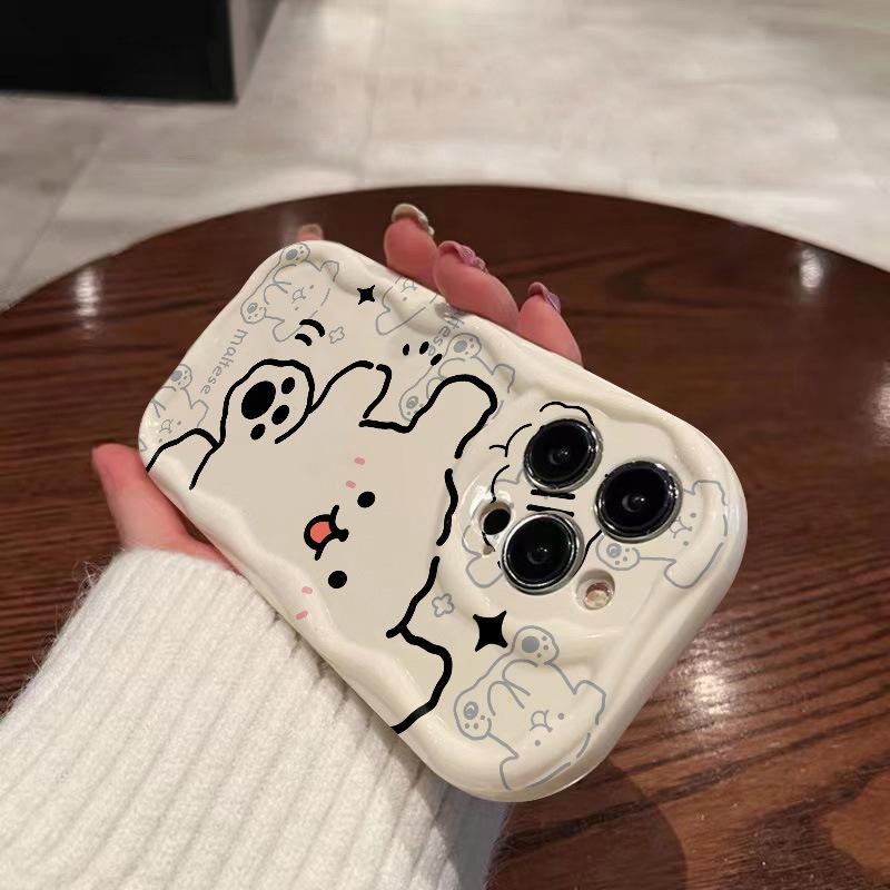 For Apple 15 Mobile Phone Case 14pro Line Puppy for IPhone16promax Lens All-inclusive 13mini/12