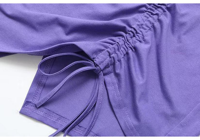2021 Plus Size Summer Short Sleeve Women's Drawstring Irregular T-shirt, Slimming Design for 200 Jin 464