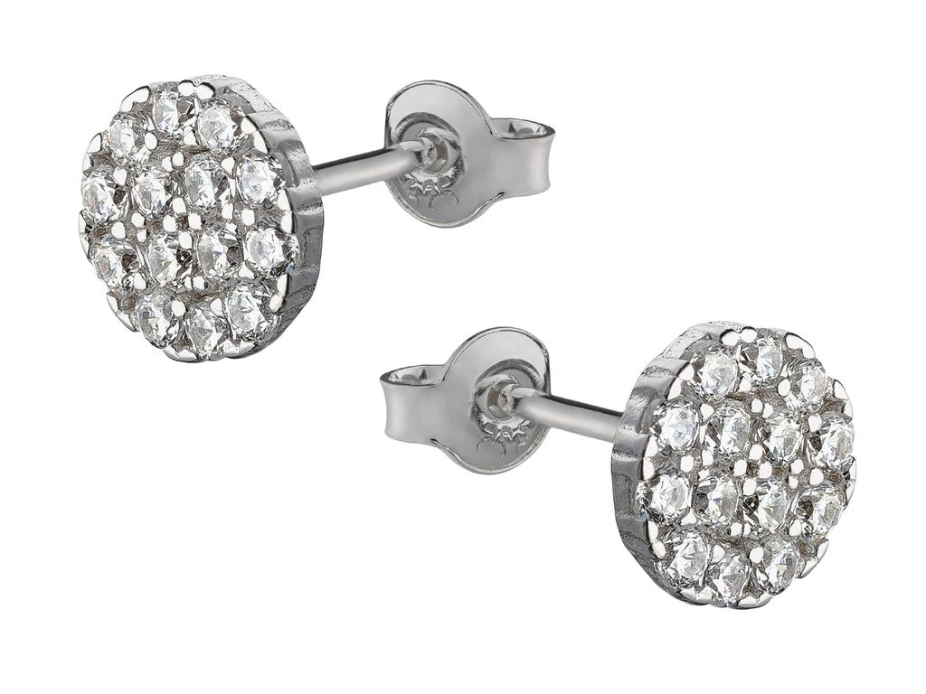 Silver Earrings with Cubic Zirconia Women' Studs Hoops 2mm Silver 925
