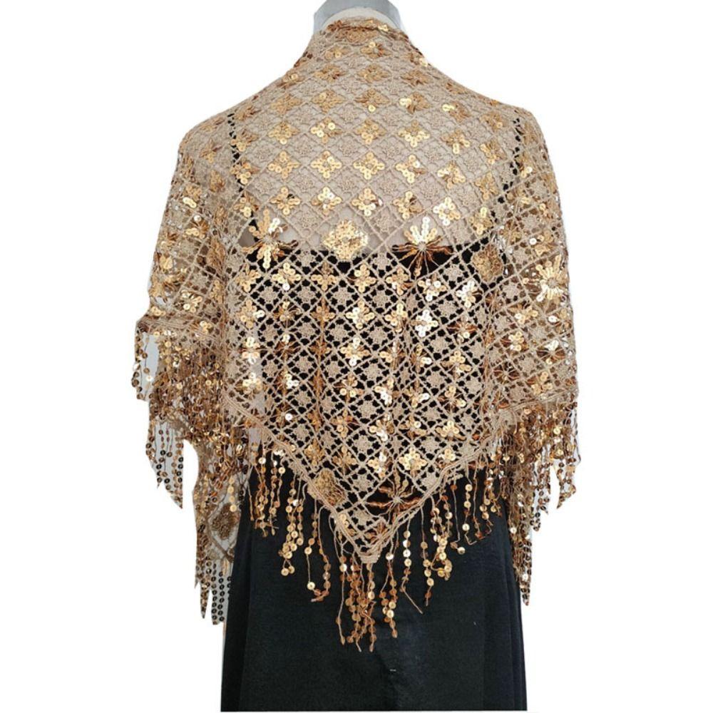 Capes Sequins Tassel Shawls Tassels Belly Dancing Scarf Practice Triangle Shawl  For Women