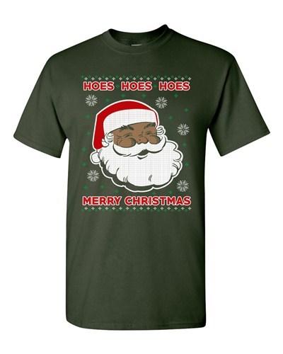 Hoes Hoes Hoes Merry Christmas Santa Ugly Xmas Funny Adult DT T-Shirt Tee Unisex T-Shirt L