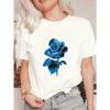 Oversized T Shirt Black Blue Rose Print Casual Wear For Women Summer Outfit Street Style Fashion Top