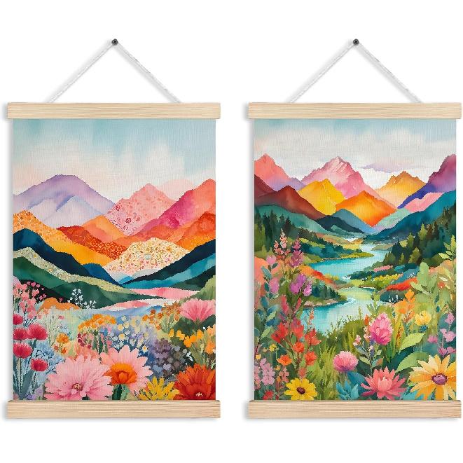 RYVJU Traditional Japanese Temple Wall Art Poster Hanger Frame, Japanese Room Decor, Asian Spiritual Nature Landscape Wall Decor Canvas Prints for