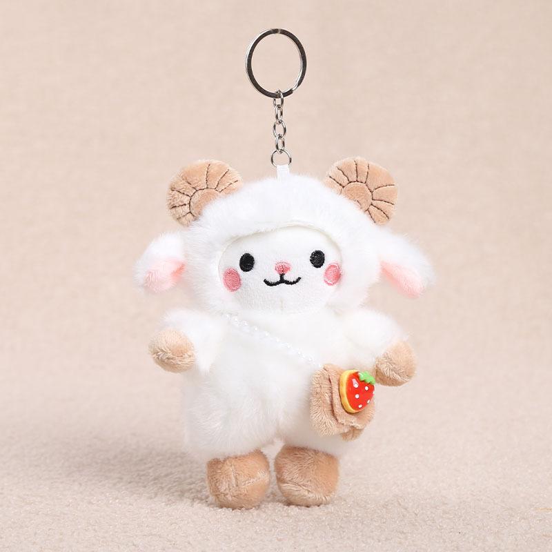 Fluffy Plush Sheep Keychain Soft Stuffed Lamb Pendant Adorable Crossbody Bag Charm for Backpack Decoration Kids Gift