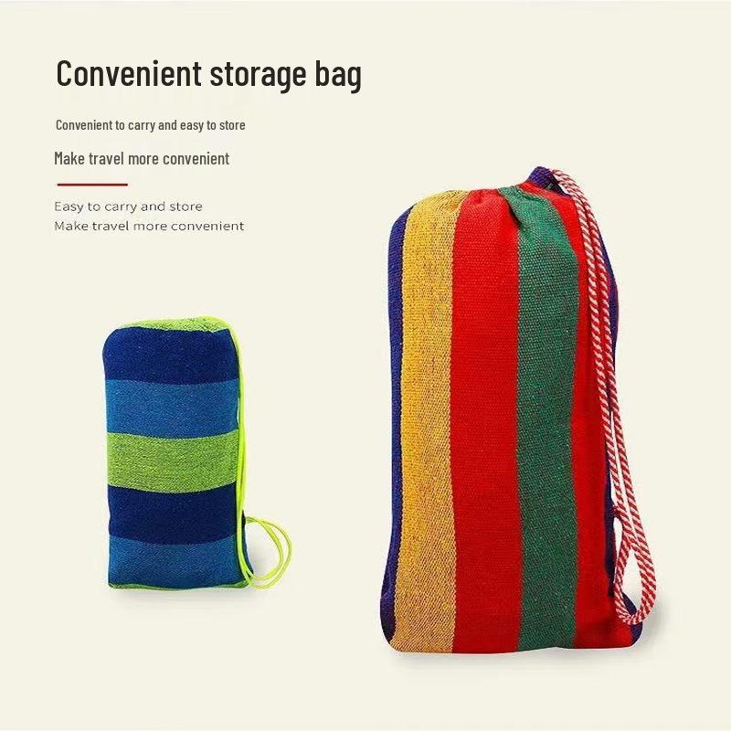 Rainbow Canvas Strap Curved Bar Hammock - Indoor & Outdoor Leisure Swing for Single & Double Use