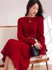 Elegant Red Knit Dress - New Year Winter Style