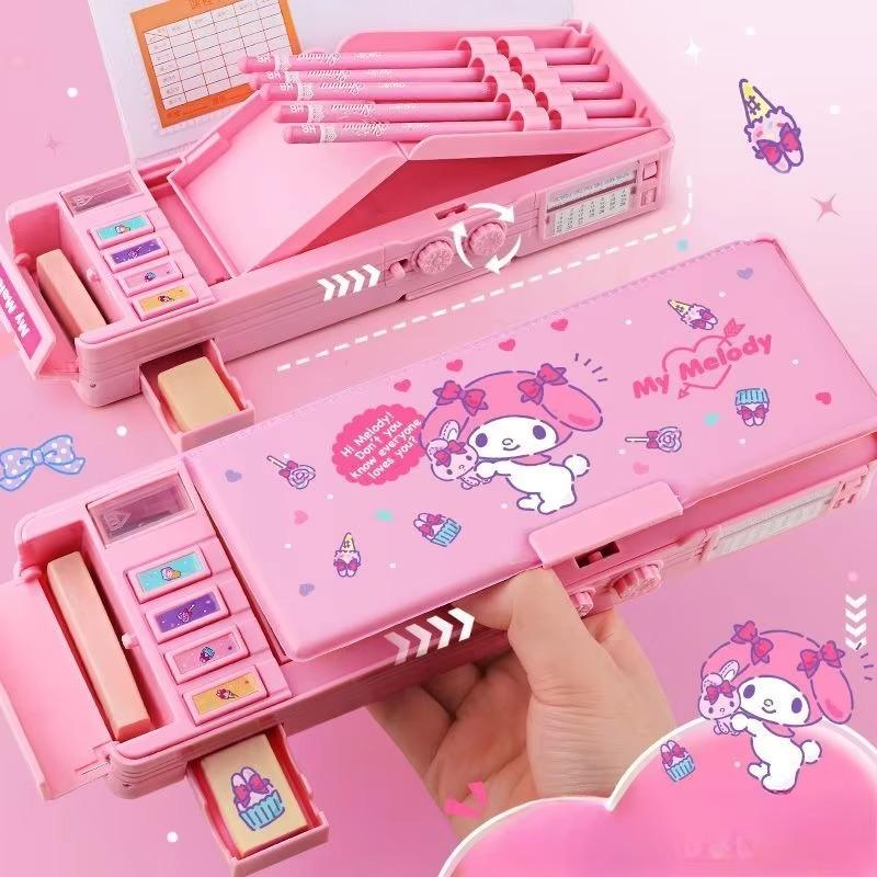 Kuromi My Melody Cinnamoroll Caja de Papelería Periférica de Anime Para Niñas Caja de Lápices Multifuncional con Candado de Contraseña Regalo para Estudiantes