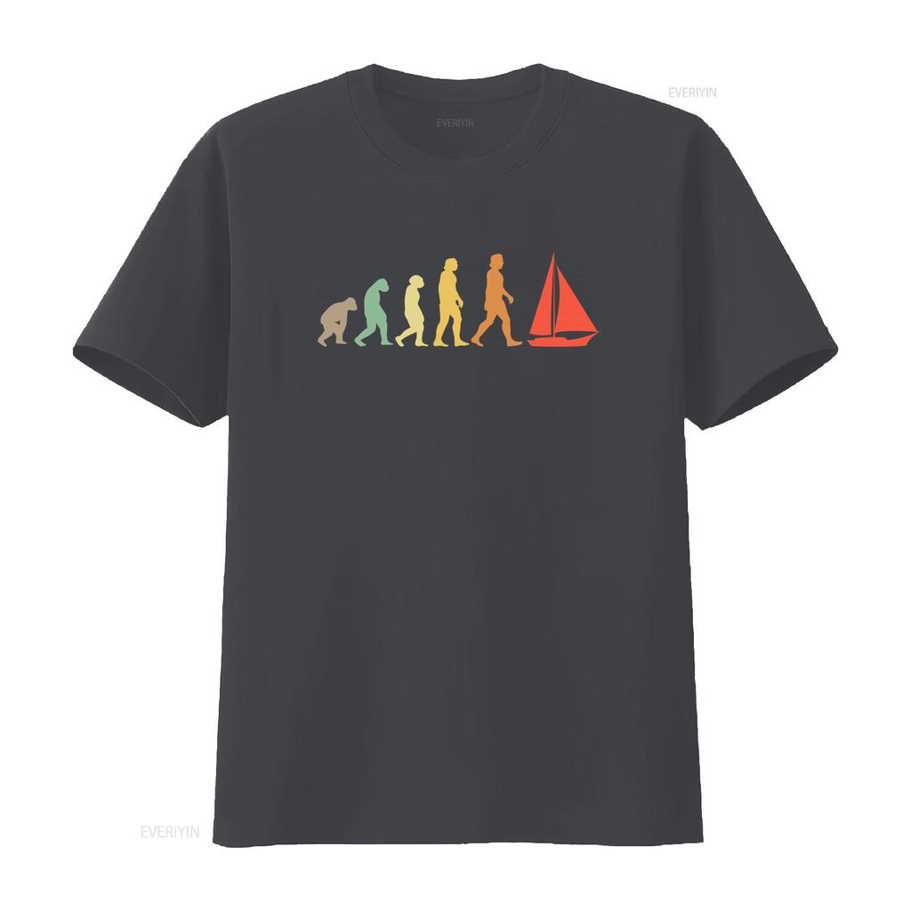 Sailing Evolution T Shirt for Men Funny Dad Lover Print Cool Design vintage Washed Versatile Casual Stretched homme Stylish