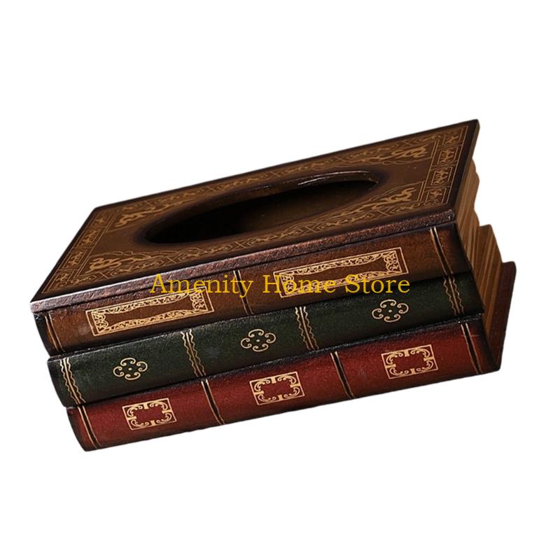 F26C Handmade Tissue Storage Box Nonslip Bottom Retro Craftsmanship Practical Home Kitchen Accessory