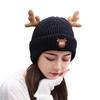 Christmas antler hat, new ear protector knitted wool hat, plush thermal pullover hat, outdoor outing, cute elk