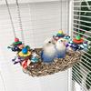 Natural Woven Parrot Hammock Chewing Toy With Wood Bead For Small Bird Cockatiel Budgie Swing Perch Cage Hanging Toy