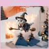 Car Interior Decor Acrylic Flat Surface Pendant With Magical Cat Riding Broom Design For Vehicle Styling