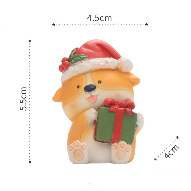 Weihnachtsdekoration Figuren Cartoon Corgi Elch Igel Niedliche Miniatur-Ornamente für Schreibtisch Party Festival Heimdeko