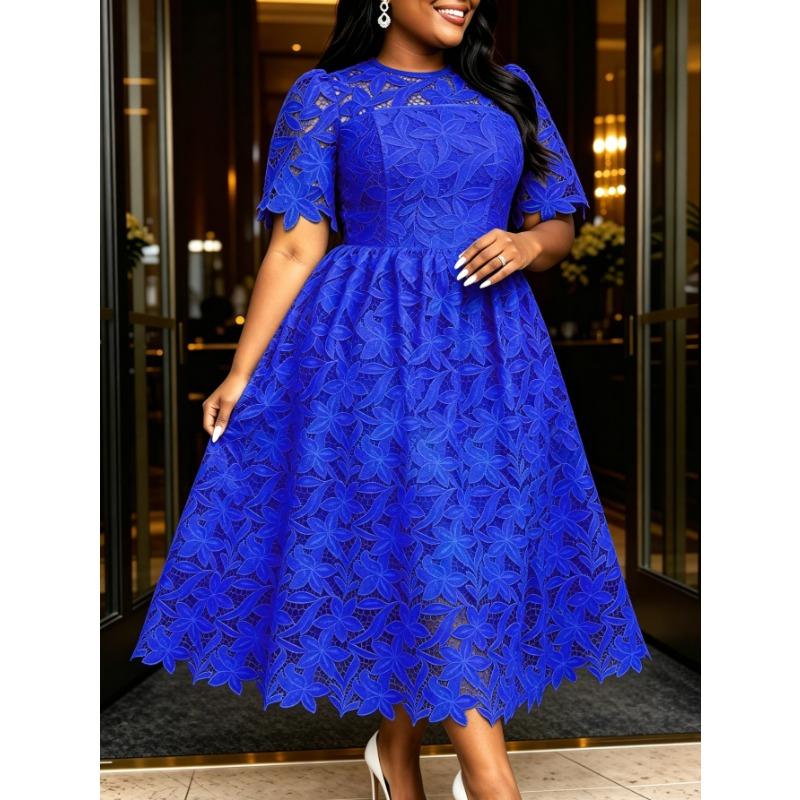 Plus Size Women Elegant Round Neck