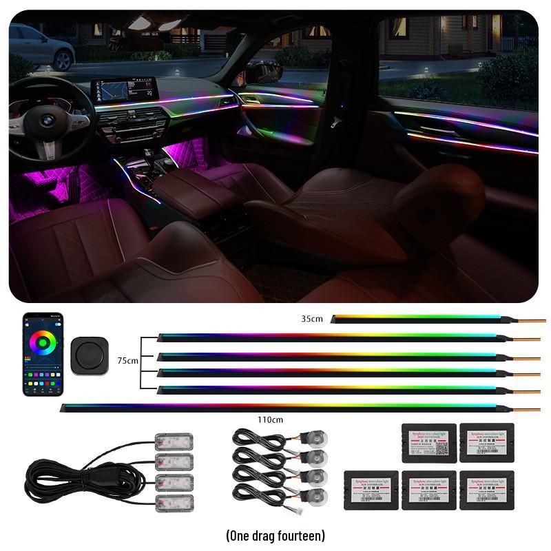 18-in-1 LED Vehicle Ambient Light Strip: Hidden Acrylic, 256 Colors