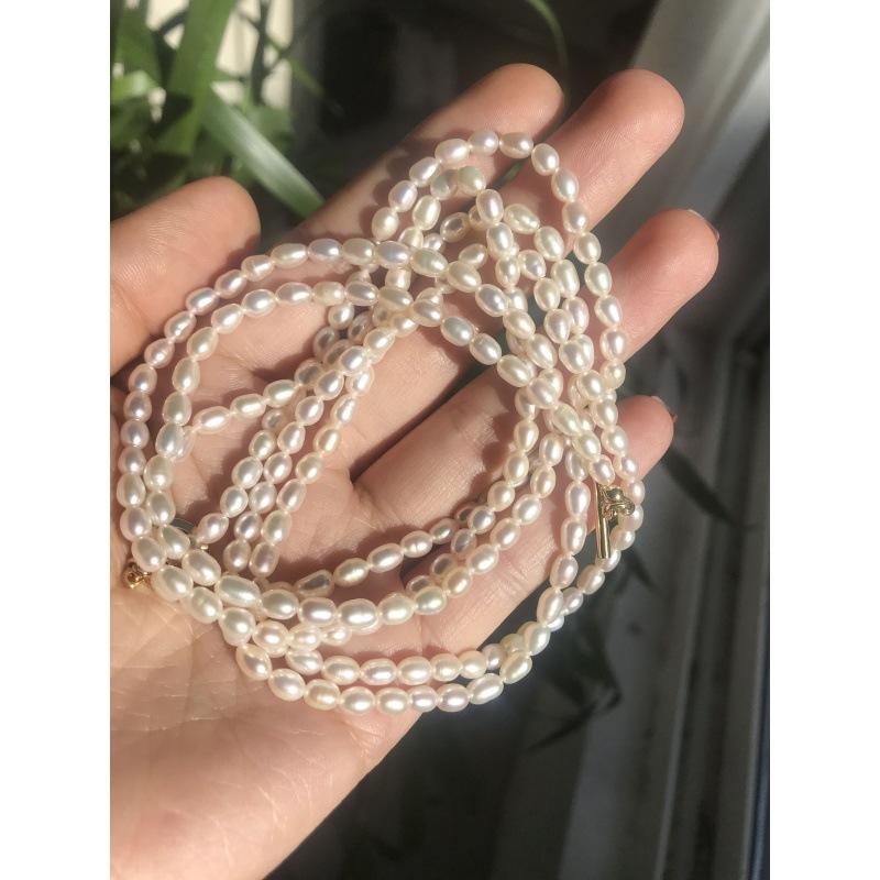 Handmade Elegant Fashion Small Pearl Tassel Necklace Multi-Wear Ultra-Long Sweater Chain for Women