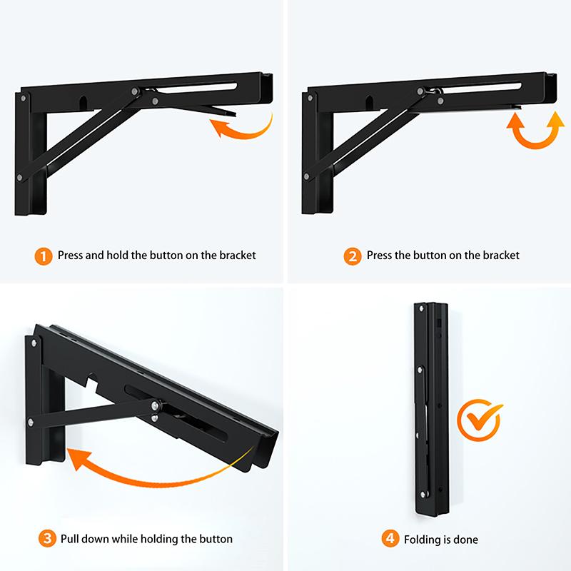 1/2Pcs Cold Rolled Steel Collapsible Shelf Heavy Duty Triangle Folding Angle Shelf Bracket For Table Work Bench Wall Mounted