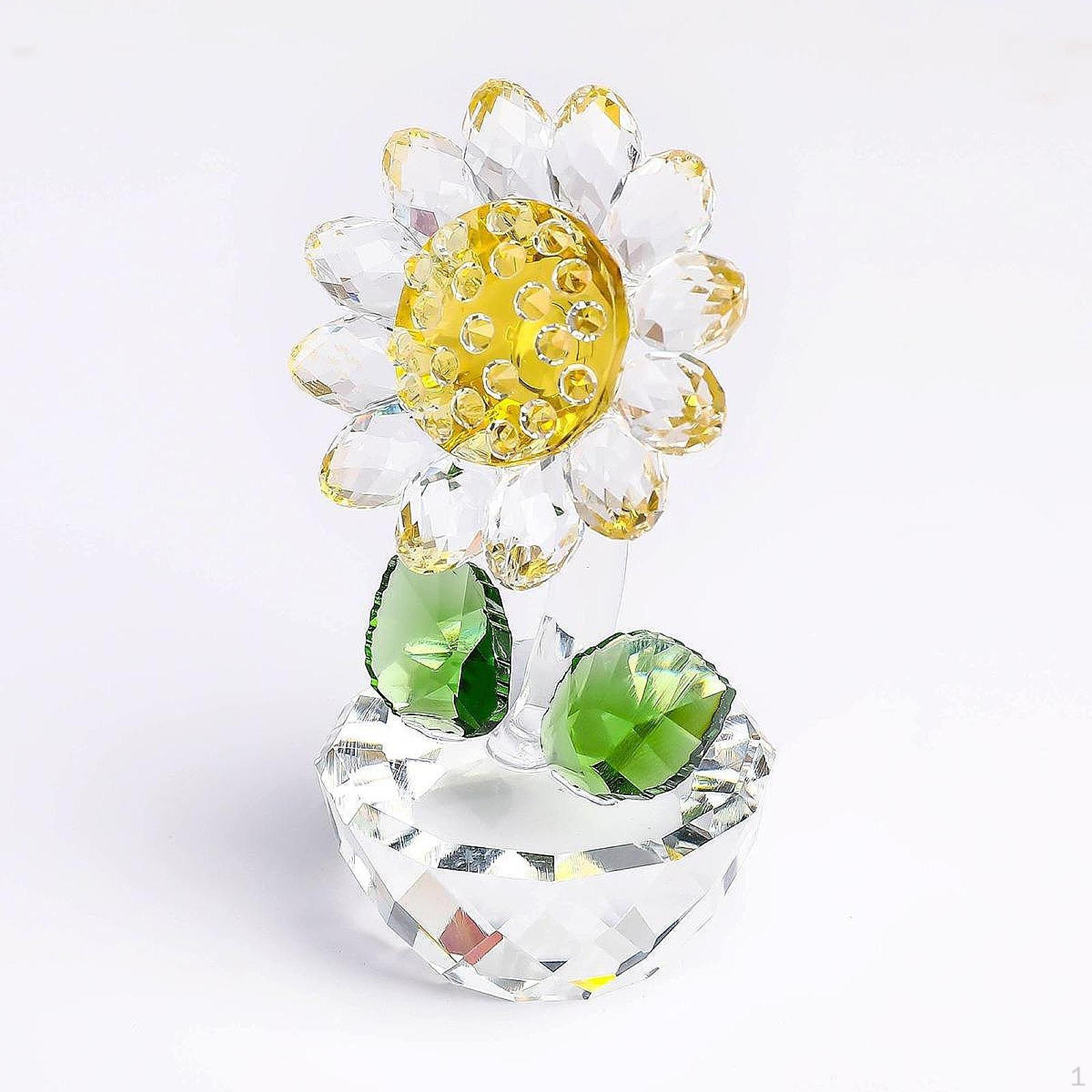 

Glass Sunflower Figurine Collectible Table Decoration with Bud Small Ornament for Wedding чистий