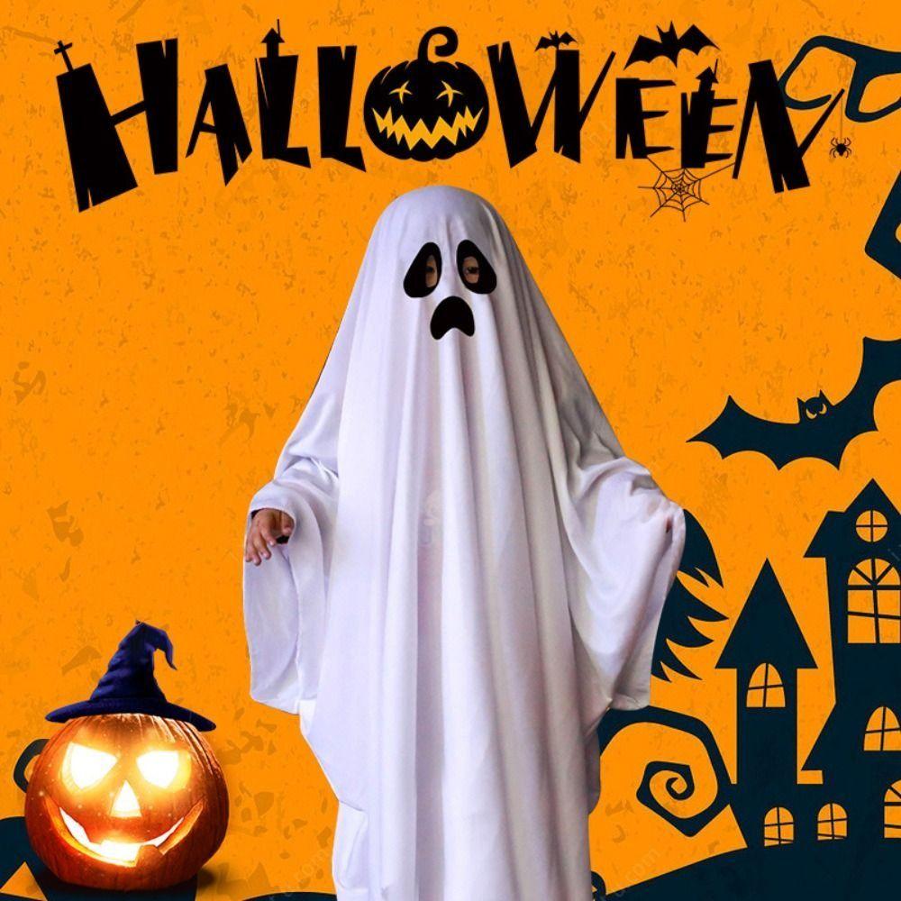 Terror Halloween Costumes White Masquerade Cloak Creative Ghost Costume Cape  Party Ball