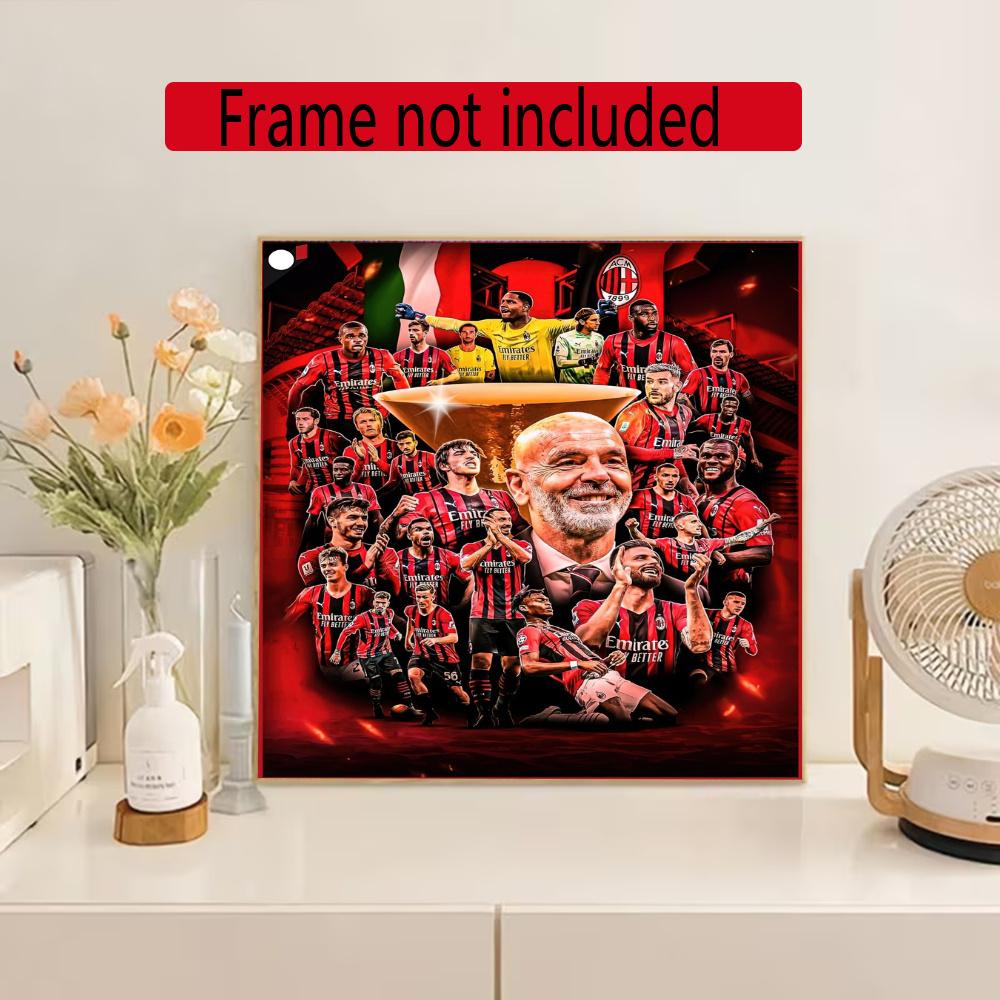 Ac Milan 5D Diy Diamond Painting Round Diamond Mosaic Suitable For Beginners Diamond Painting Rhinestones Gift Frameless
