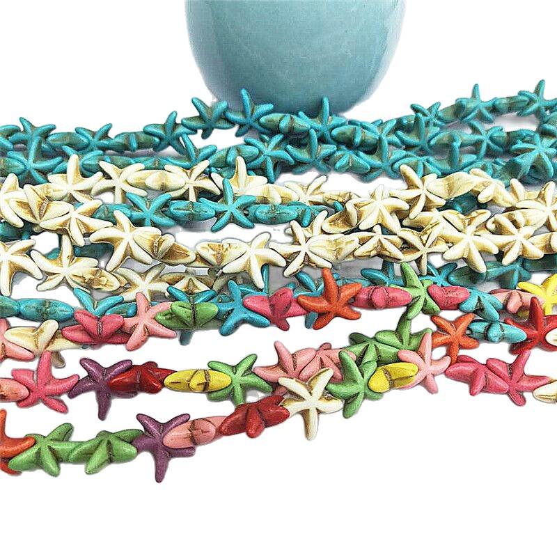 Synthetic Turquoise 14mm Starfish Spacer Beads for DIY Jewelry.