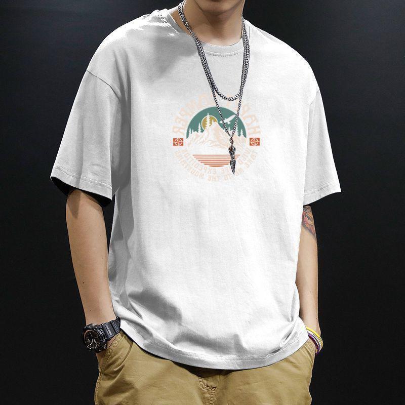 Cotton Heavyweight American Loose and Versatile Trendy Fashion Hong Kong Trend Brand Summer Short Sleeved T-shirt Men's New Style