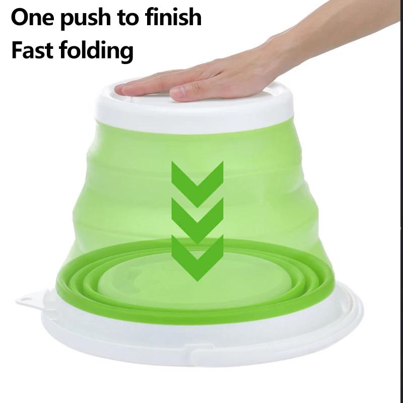 Přenosný skládací kbelík 3L Multifunkční zesílený silikonový kbelík pro mytí aut a rybaření, kempování a skládací kbelík