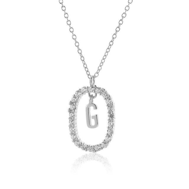 925 Sterling Silver Gold 26 Letters A -Z Alphabet Initial Long Chain Necklace Ovals Luxury Jewelry Crystal Cz Choker