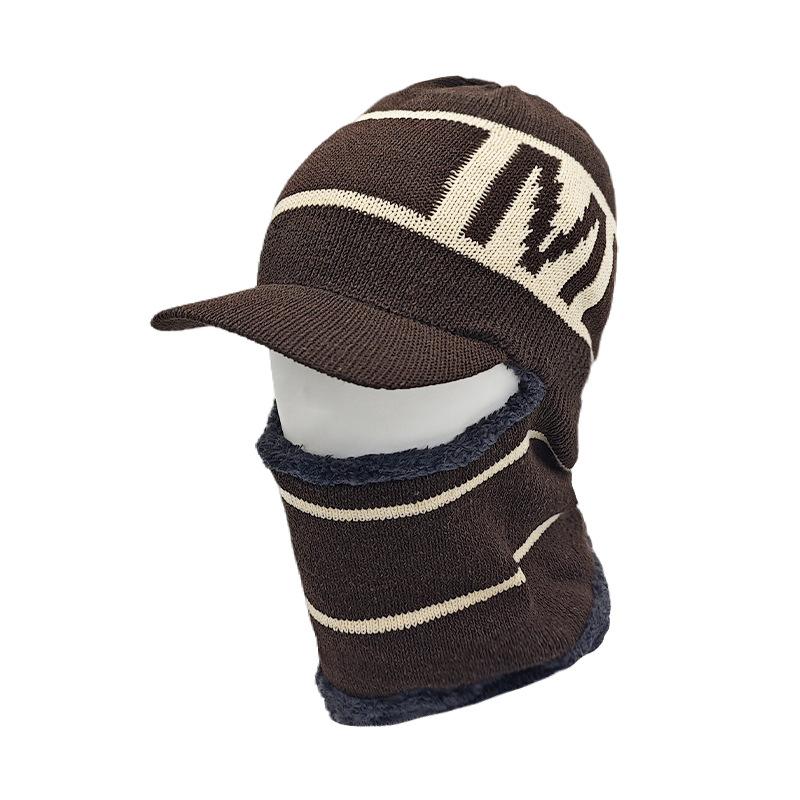 

Пуловер Буква M Вязаная Шапка Зимняя Теплая Унисекс Шапка Цельная Маска Подарочная Шапка кофейный