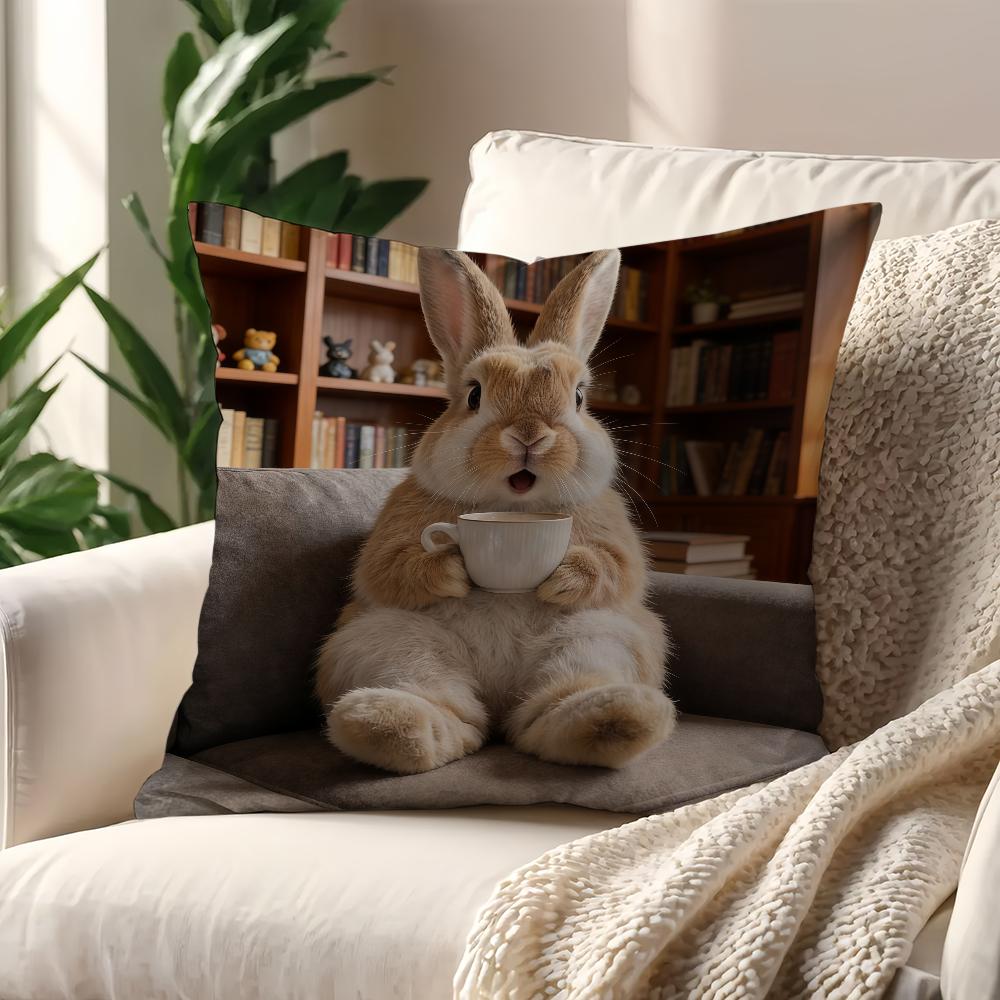 Kaninchen trinkt Kaffee Kissenbezug Bestes Home Office Kaffee Kissen Sofa Druck Dekoration Zimmer Geschäft Auto Nordische Schlichtheit Hit
