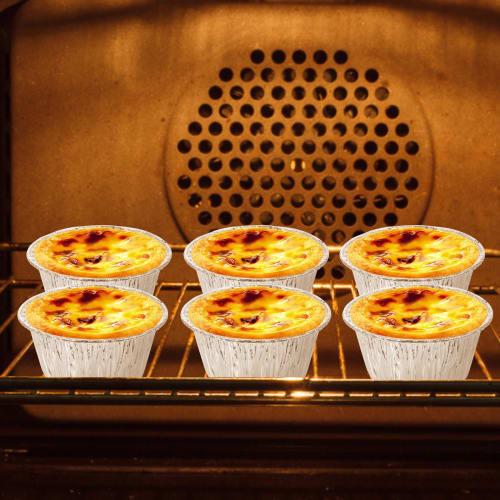 NOLITOY Moldes Desechables de Aluminio para Tarta, 110ml, Resistentes al Calor, Aptos para Horno, Juego de 100, Cápsulas para Magdalenas, Moldes para Hornear, Moldes para Pastel, Cápsulas para Hornear, Ba de Tamaño Bocadillo