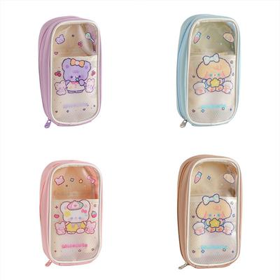 PVC Stationery Bag Cartoon Bear Pencil Box Multifunctional Pencil Case  Student Gift
