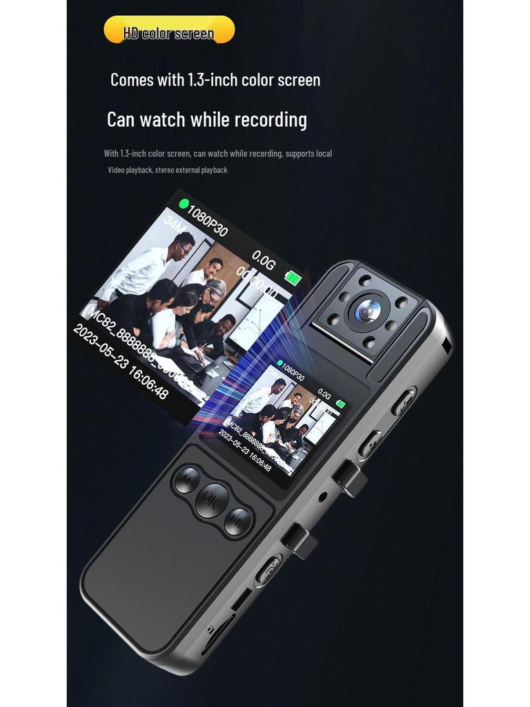 Portable Wearable Camera: Meeting, Screen, & Voice Recorder with Clip-On Design