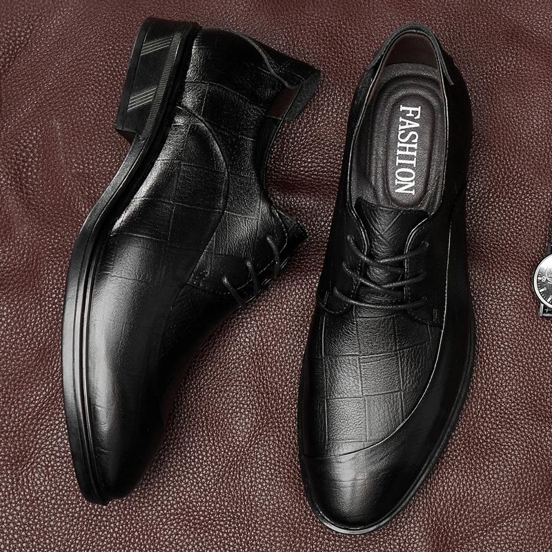 Fashion Genuine Leather Mens Oxfords Shoes Business Sneakers Formal Dress Footwear Classic Male Walking Derby Shoes Stylish Casual Shoes