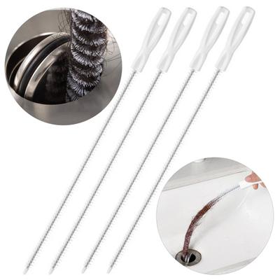 4Pcs 45CM Sewers Dredging Brush with Handle Flexible Nylon Bristle Sink Drain Cleaning Brush Pipe Cleaning Brush Kitchen Bathroom Accessories