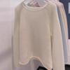 Giant Beauty Gentle White Mohair Sweater Crew Neck Knitted Sweater Women's Autumn Top